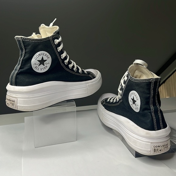 Converse Chuck Taylor Sz 10 All Star Move Platform Sneakers Black Canvas - Picture 1 of 8
